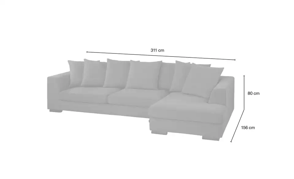 Ecksofa Paulina, Bemaßung