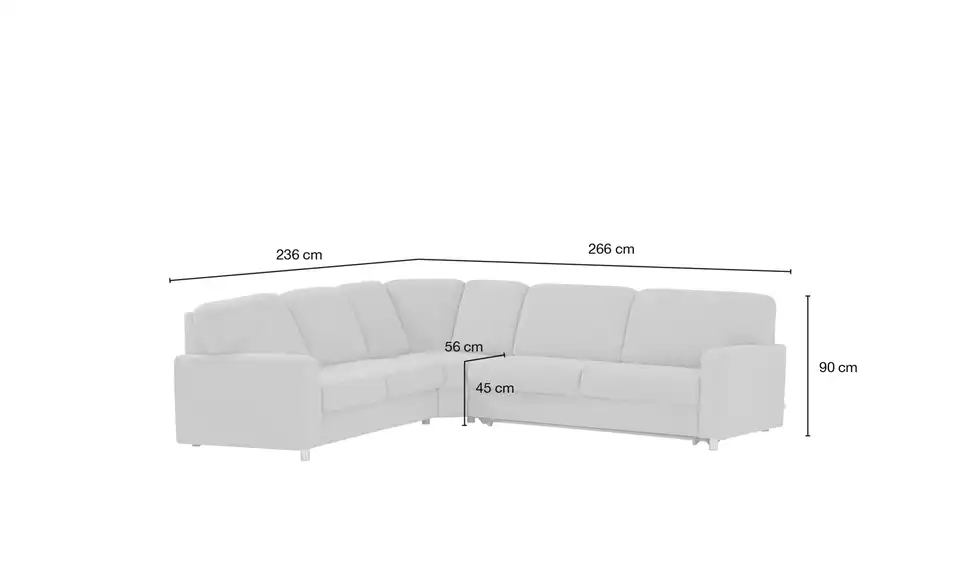 Ecksofa Valencia, Bemaßung