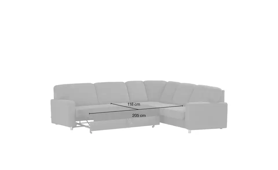 Ecksofa Valencia, Bemaßung