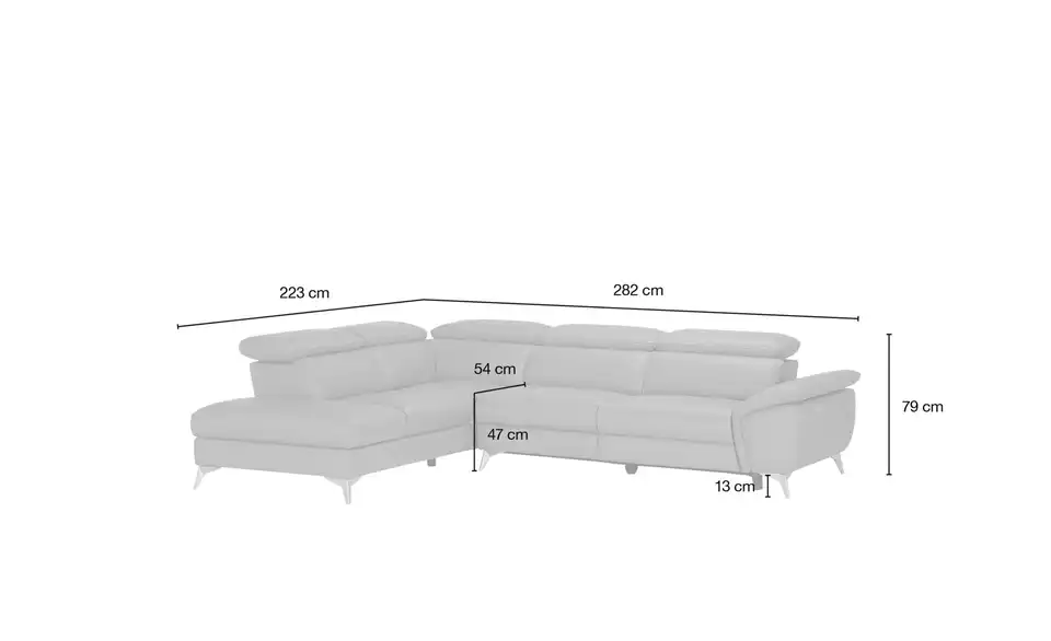 Ecksofa Danae, Bemaßung