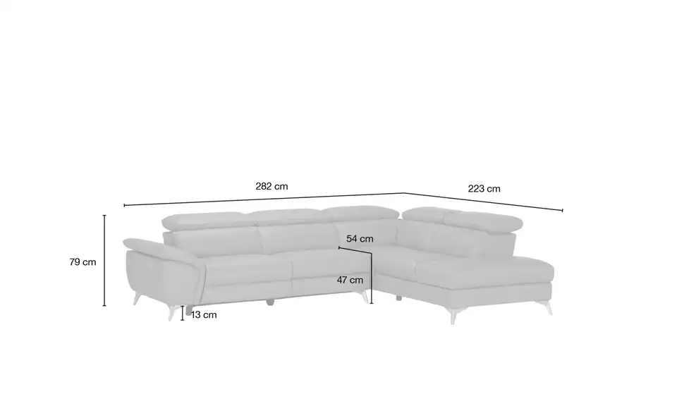 Ecksofa Danae, Bemaßung