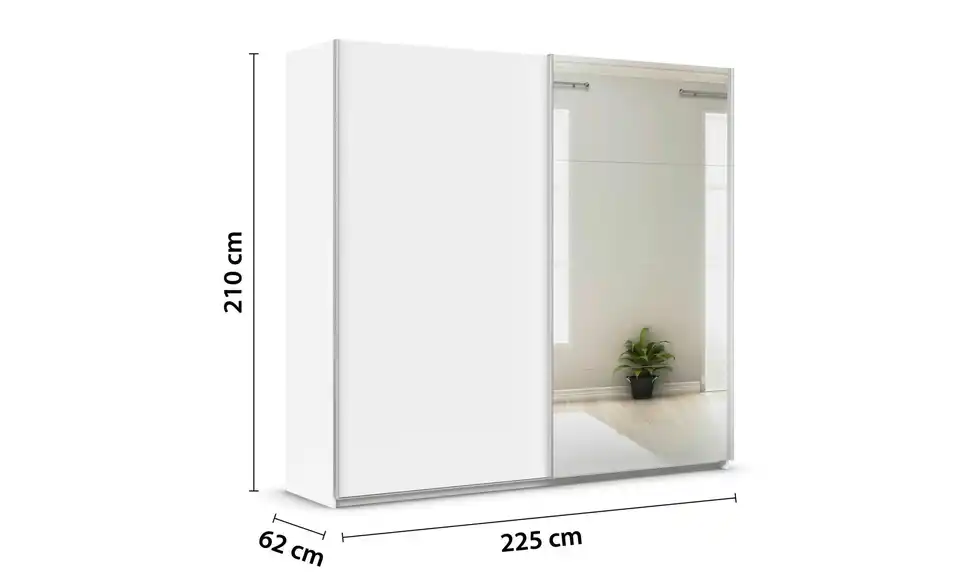 Schwebetürenschrank Quadra, Bemaßung