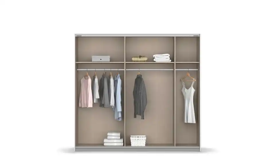 Schwebetürenschrank Quadra, geöffnet