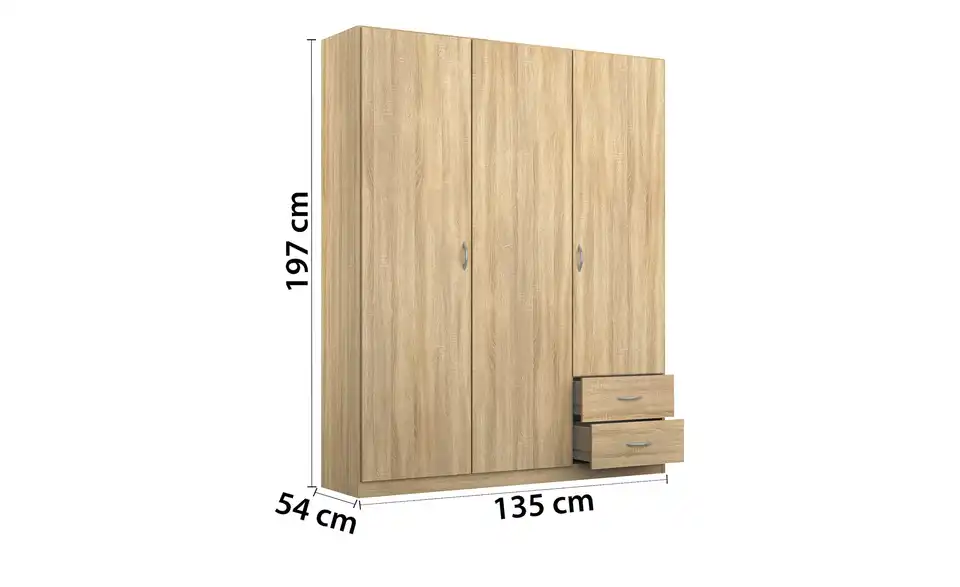 Kleiderschrank Case, Bemaßung