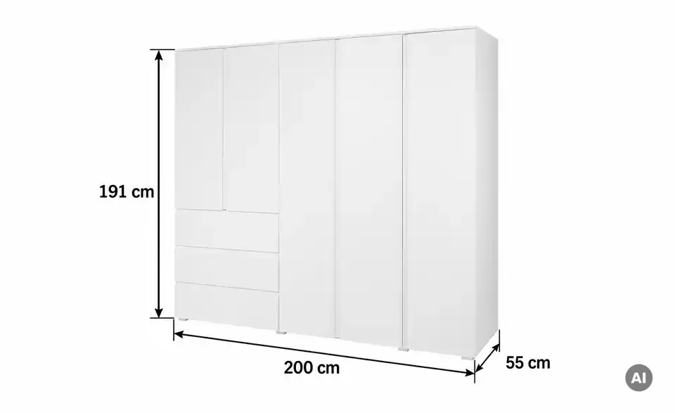 Drehtürenschrank Image, Bemaßung