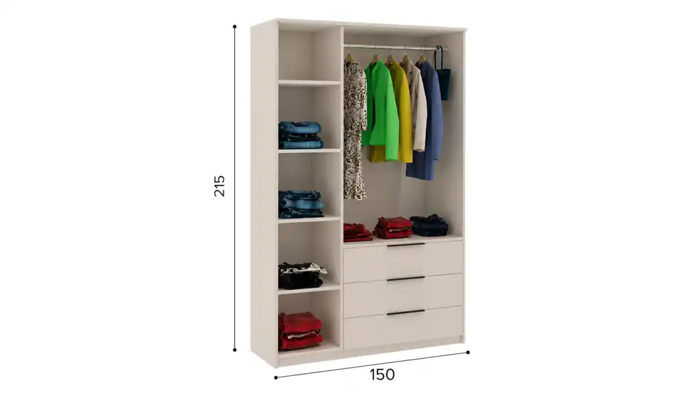 Drehtürenschrank Torino, Bemaßung