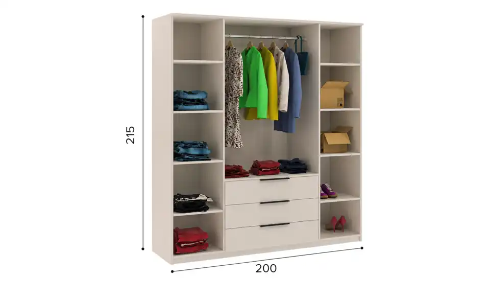 Drehtürenschrank Torino, Bemaßung