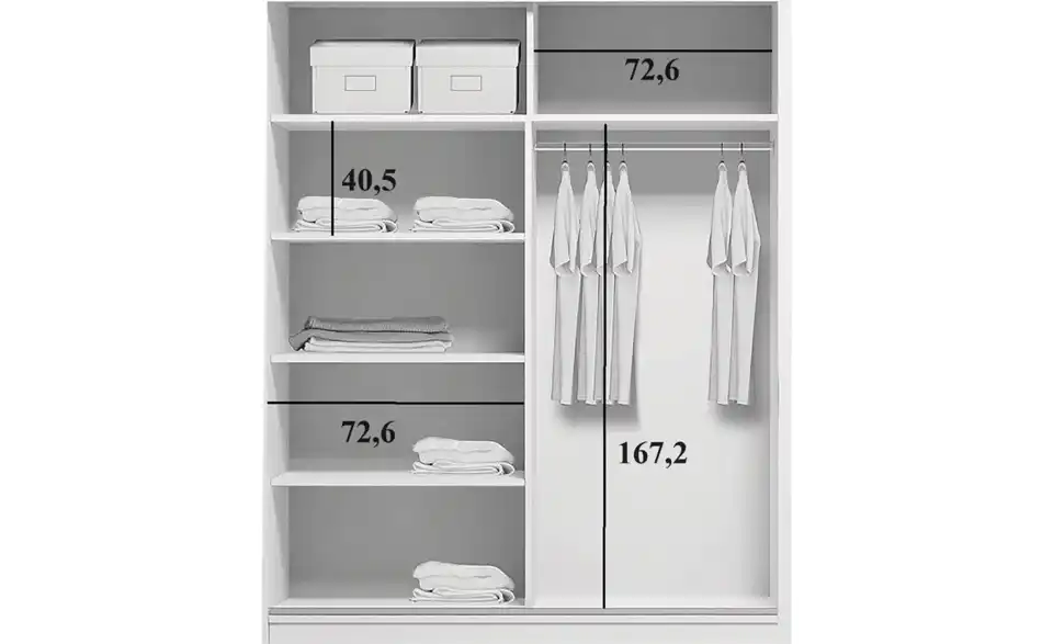 Schwebetürenschrank Aarau A15, Bemaßung