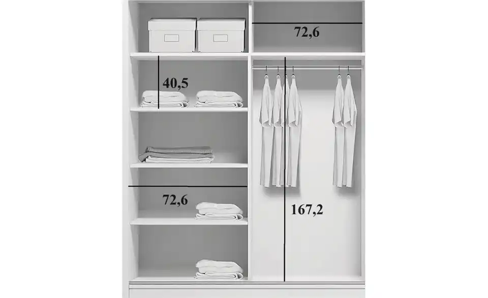 Schwebetürenschrank Aarau A20, Bemaßung