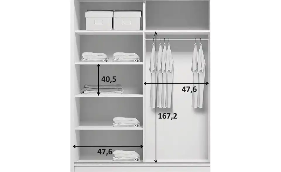 Schwebetürenschrank Aarau A20, Bemaßung