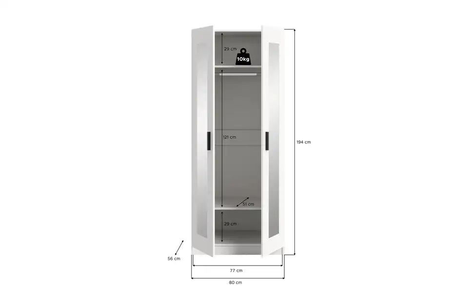 Kleiderschrank, Bemaßung