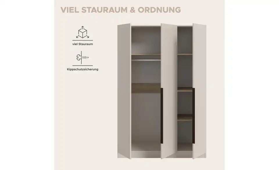 Drehtürenschrank, Bild mit Text