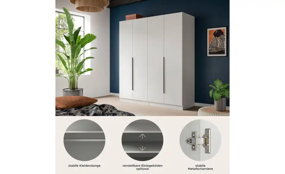 Drehtürenschrank, Bild mit Text