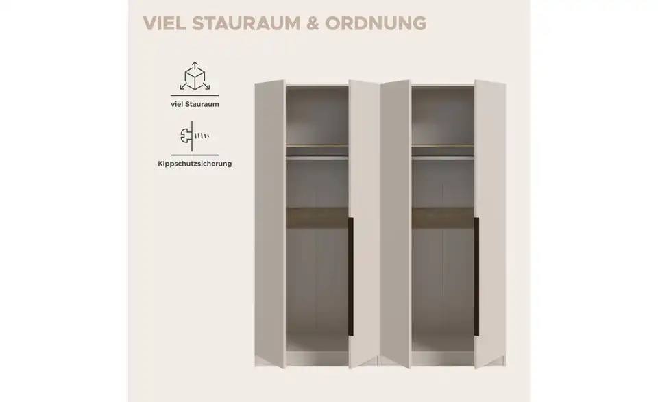 Drehtürenschrank, Bild mit Text