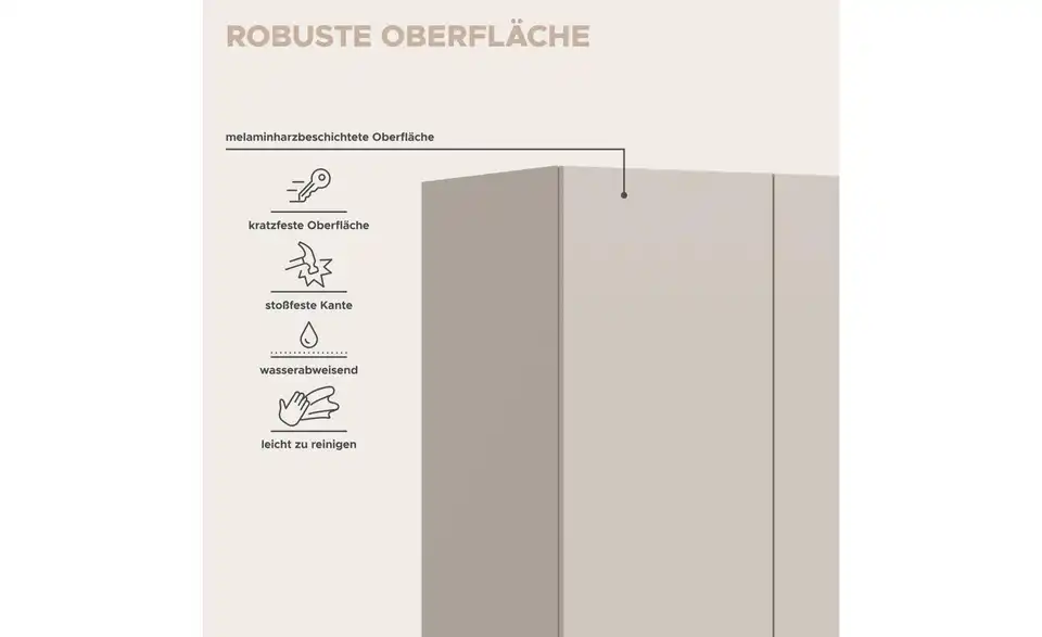 Drehtürenschrank, Bild mit Text
