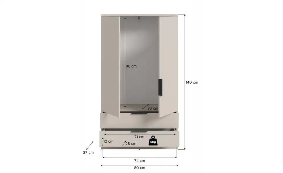 Wäscheschrank, Bemaßung