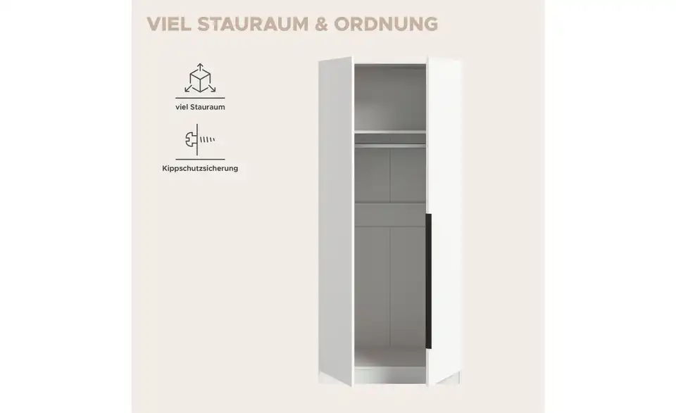 Drehtürenschrank, Bild mit Text