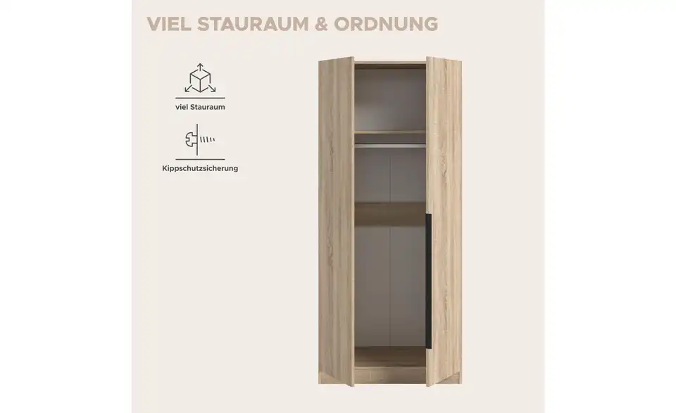 Drehtürenschrank, Bild mit Text