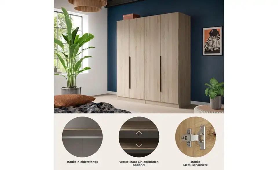 Drehtürenschrank, Bild mit Text