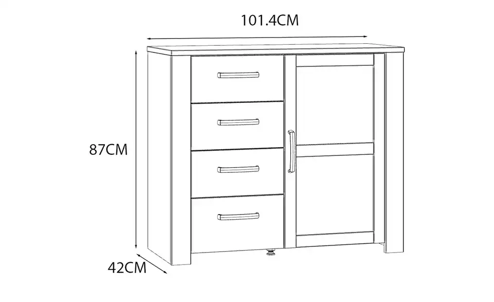 Herrenkommode Bohol, Bemaßung