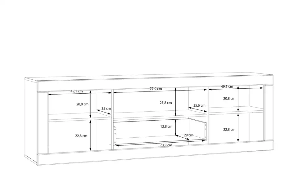 TV-Lowboard Komili, Bemaßung