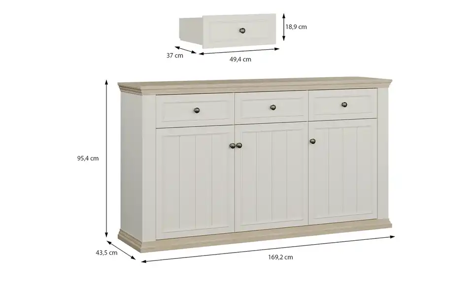 Sideboard Countryside, Bemaßung