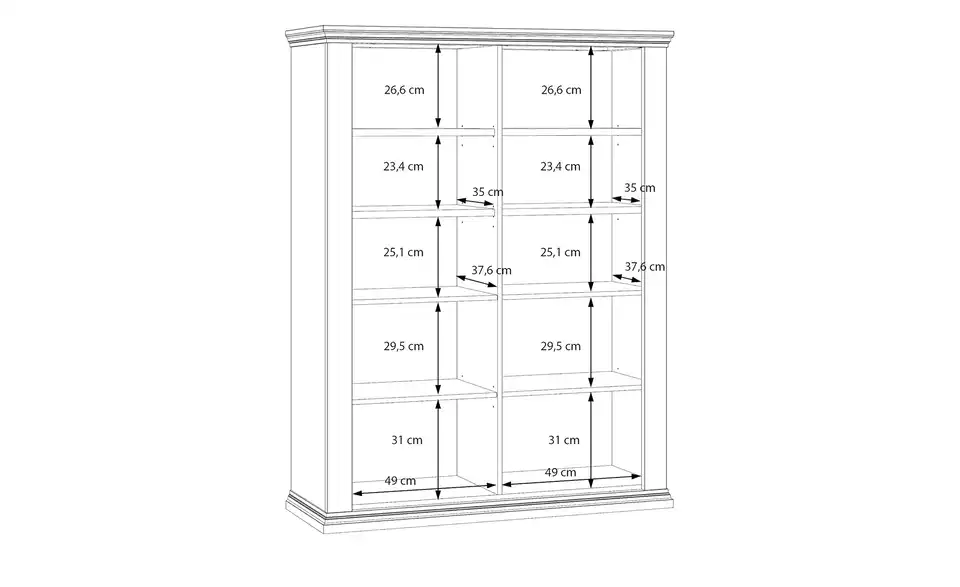 Highboard Countryside, Bemaßung