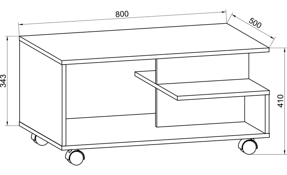 Couchtisch Ribatejo, Bemaßung