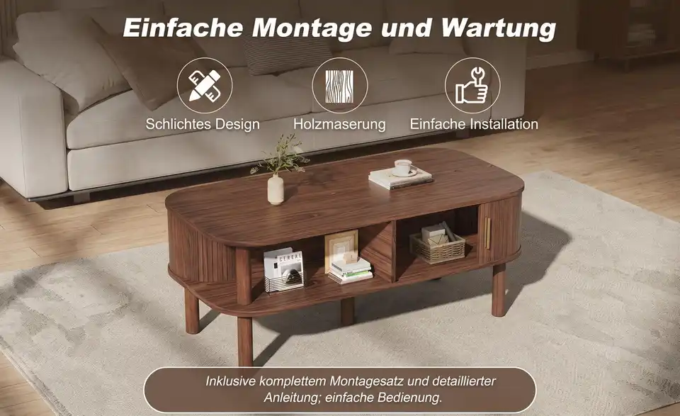 Couchtisch, Bild mit Text