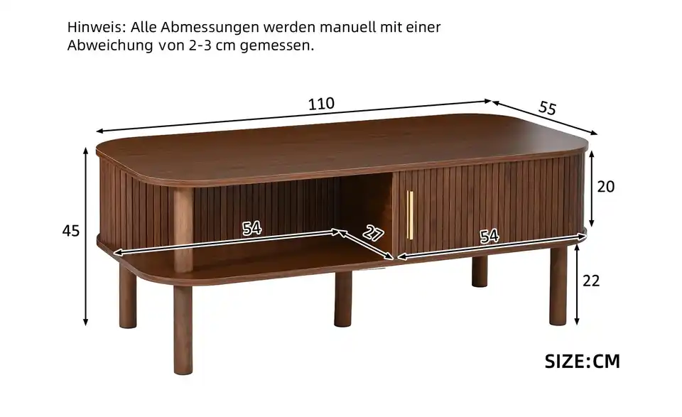 Couchtisch, Bemaßung