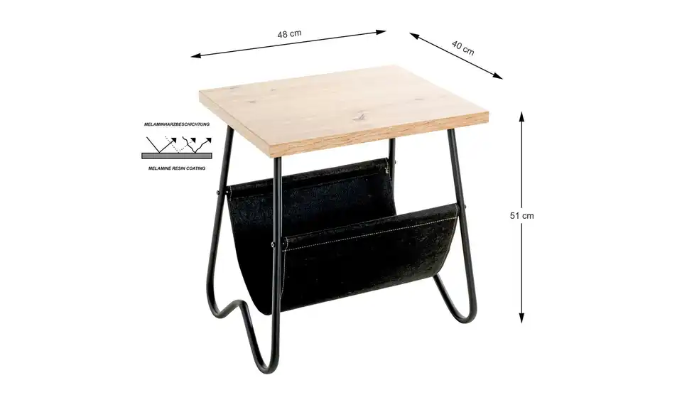 Beistelltisch, Bemaßung