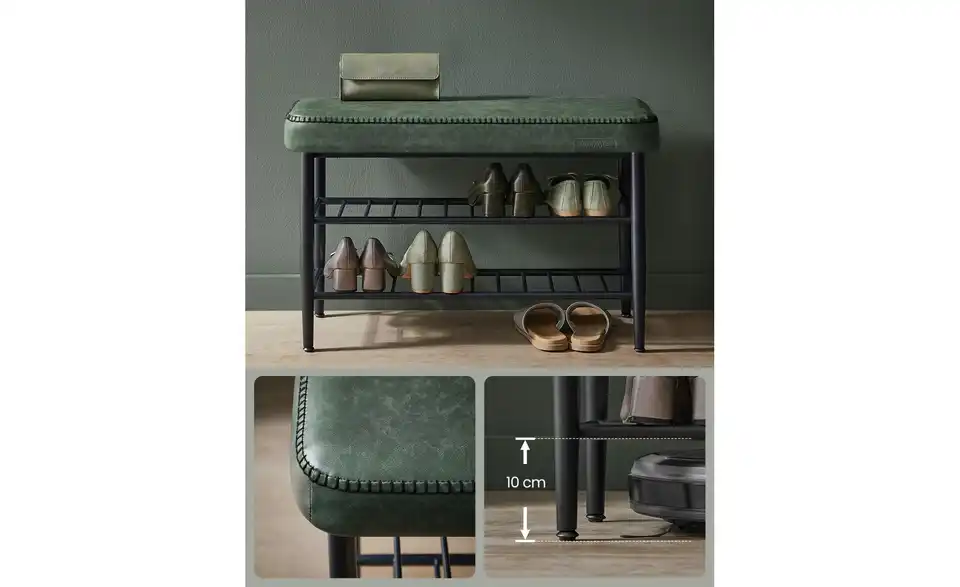 Schuhbank Ekho, Bild mit Text