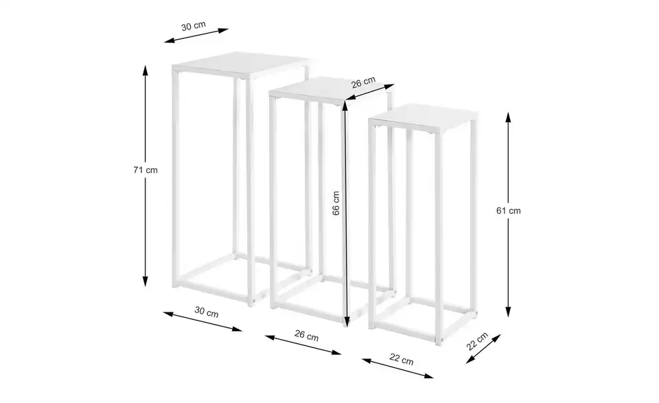 Blumensäule 3er Set, Bemaßung