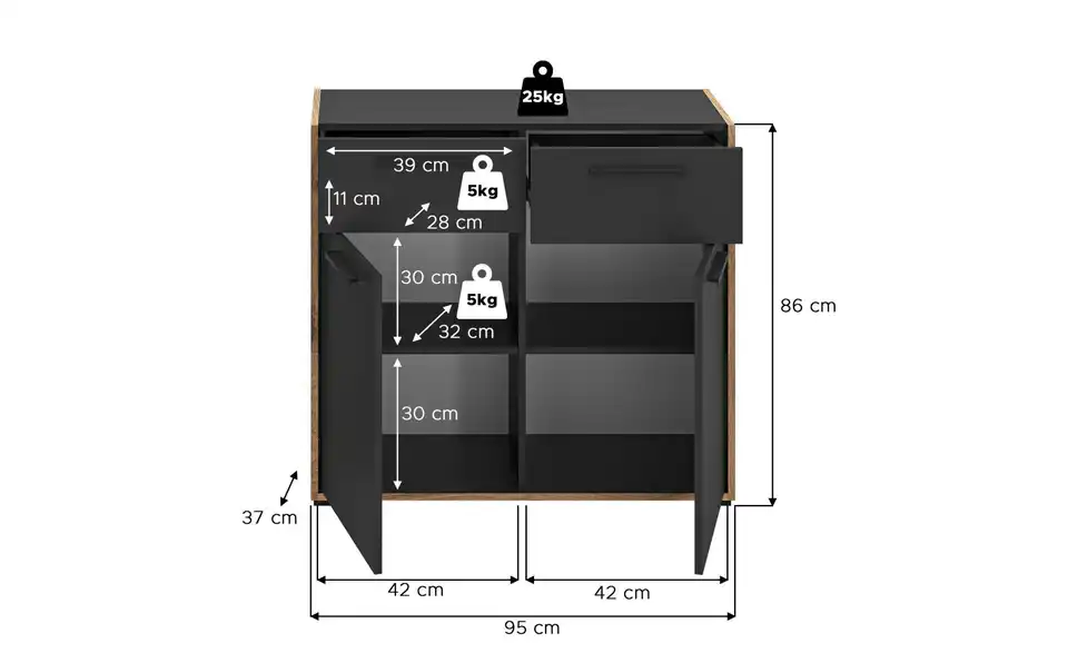 Sideboard Bueno, Bemaßung