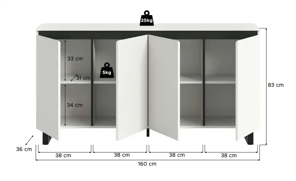 Sideboard, Bemaßung