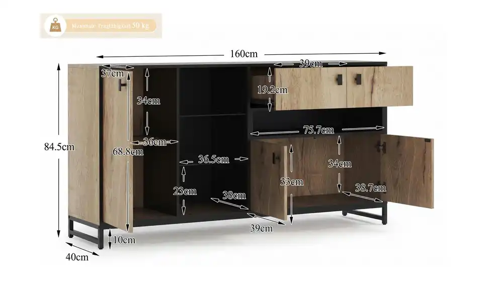Sideboard ForteIa, Bemaßung