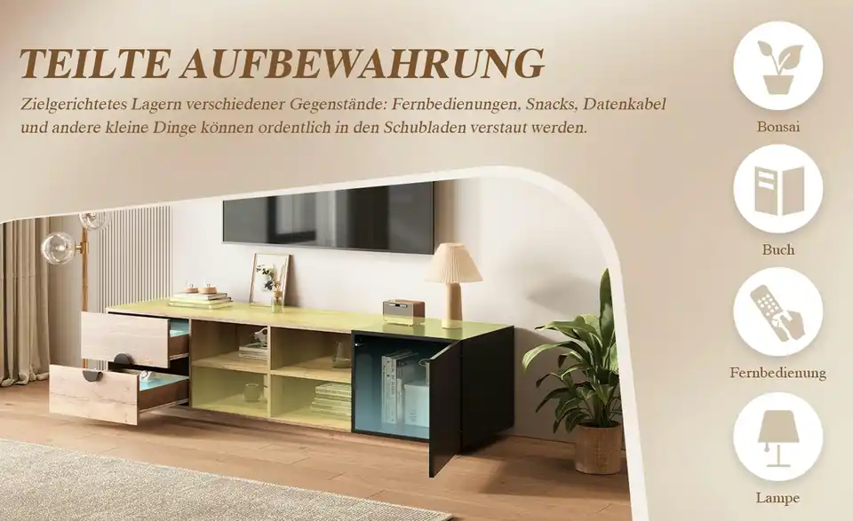 TV-Lowboard Quint, Bild mit Text