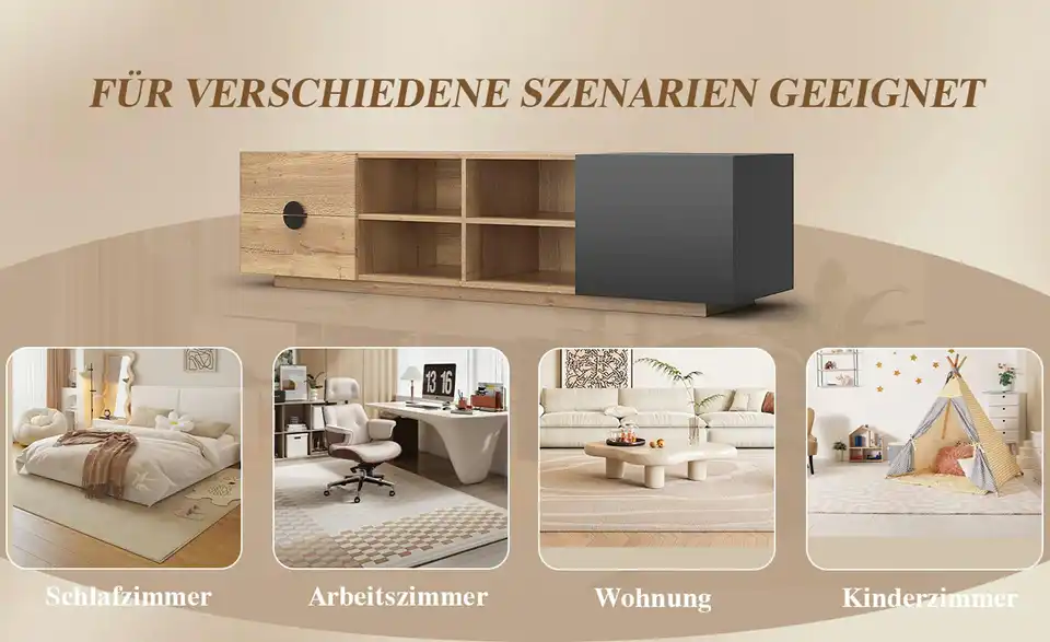 TV-Lowboard Quint, Bild mit Text