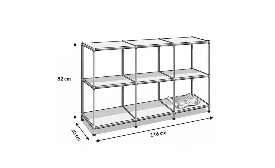 Floordirekt Metallregal, Bemaßung