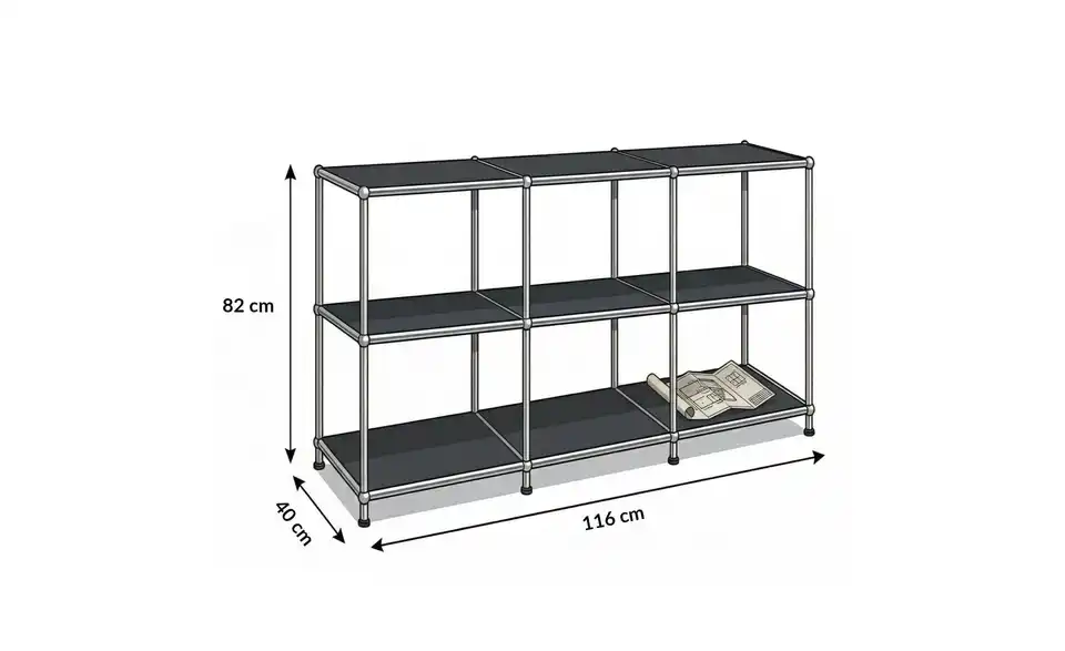 Floordirekt Metallregal, Bemaßung