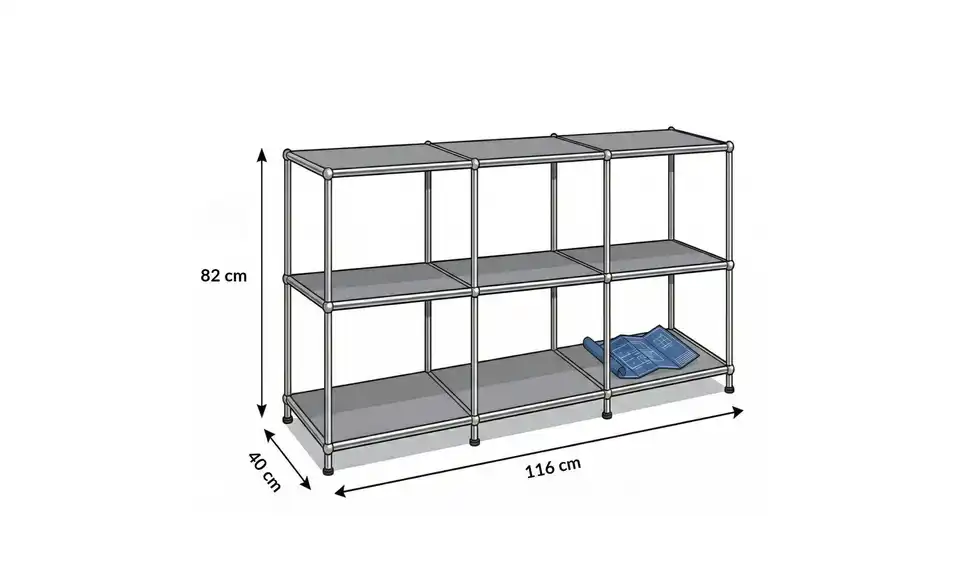 Floordirekt Metallregal, Bemaßung