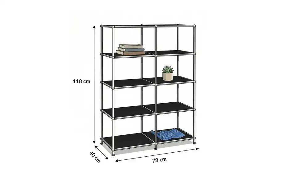 Floordirekt Metallregal, Bemaßung