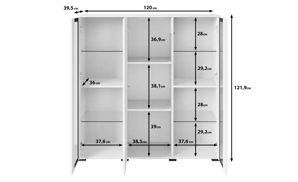 Highboard, Bemaßung