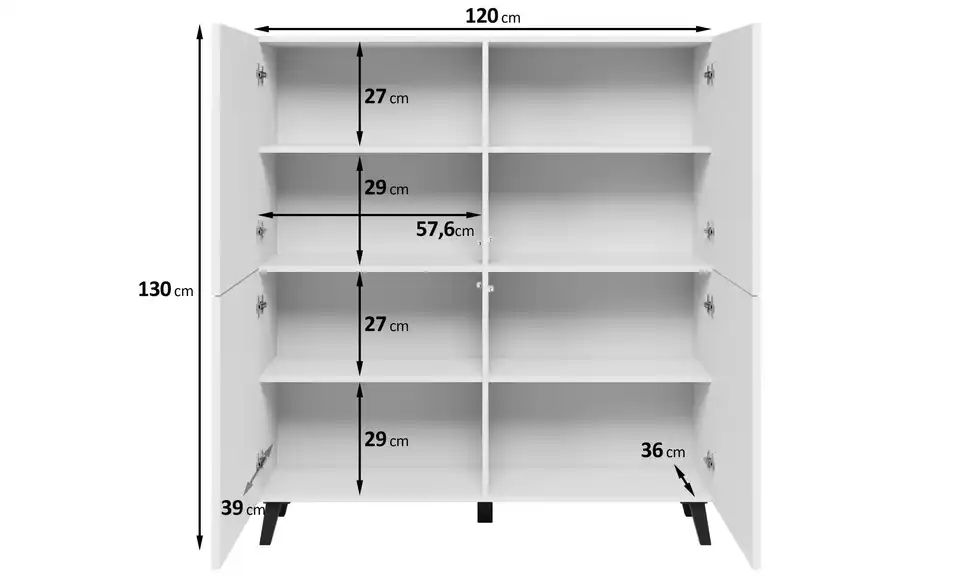 Highboard, Bemaßung