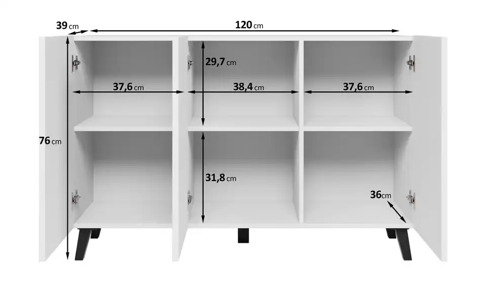 Sideboard, Bemaßung