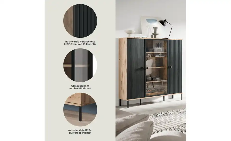 Highboard, Bild mit Text