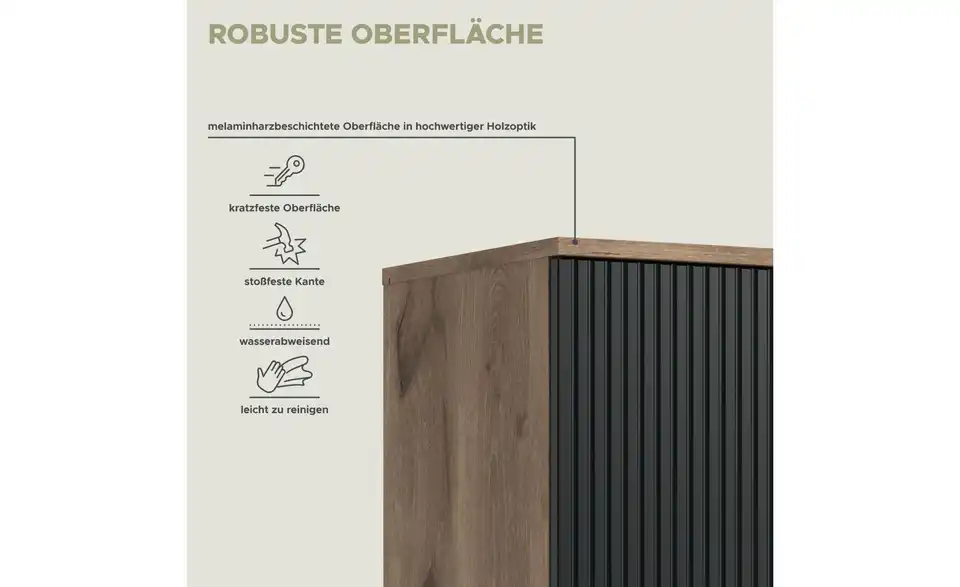 Highboard, Bild mit Text