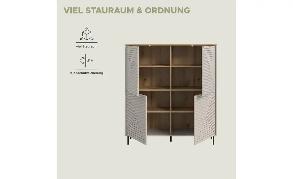 Highboard, Bild mit Text