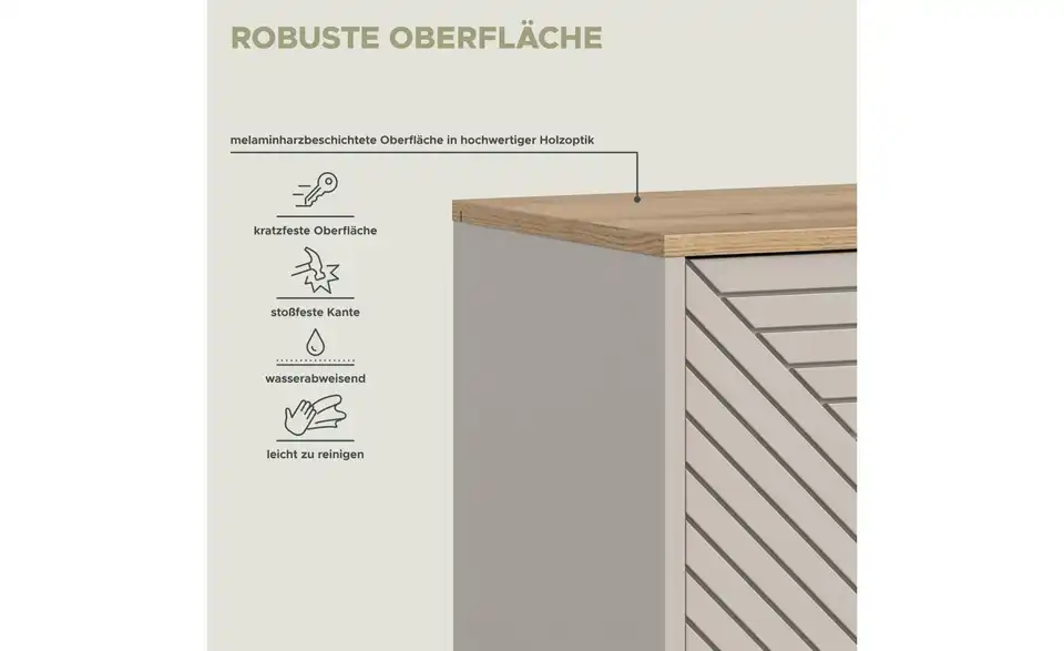 Highboard, Bild mit Text
