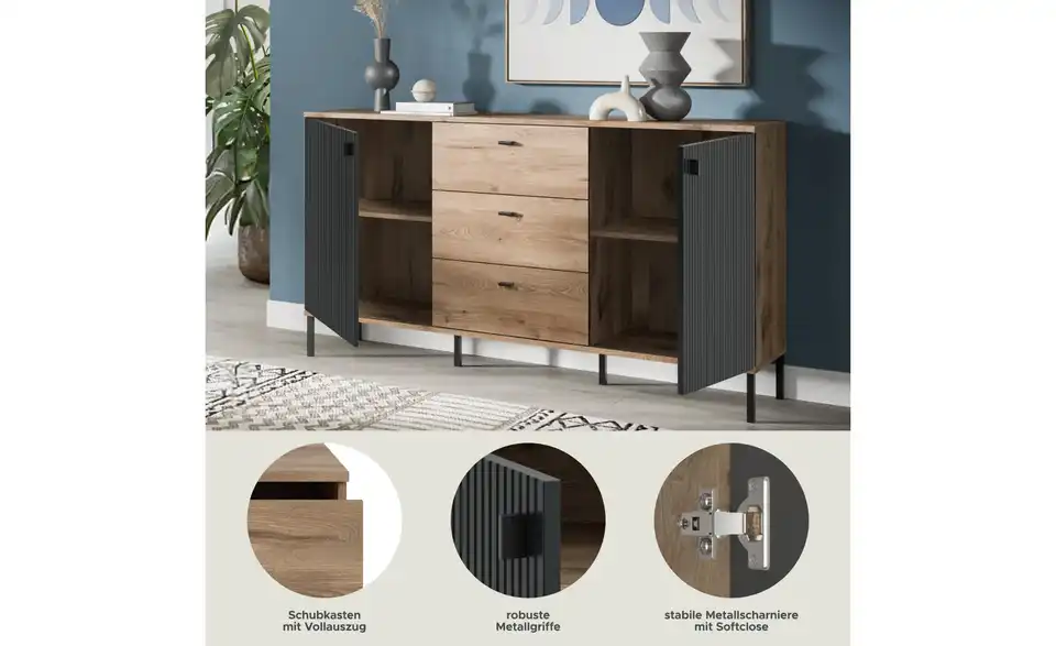 Sideboard, Bild mit Text